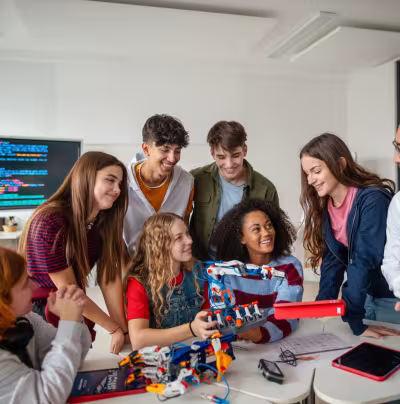 A group of students build a robot